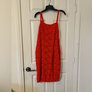 Todd Oldham Vibrant orange Mesh Dresd